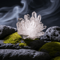 Raw clear quartz cluster, 1.6–2 in, transparent crystalline points, ethically sourced by Somna Aura for energy amplification, aura protection, and spiritual healing in the US market.