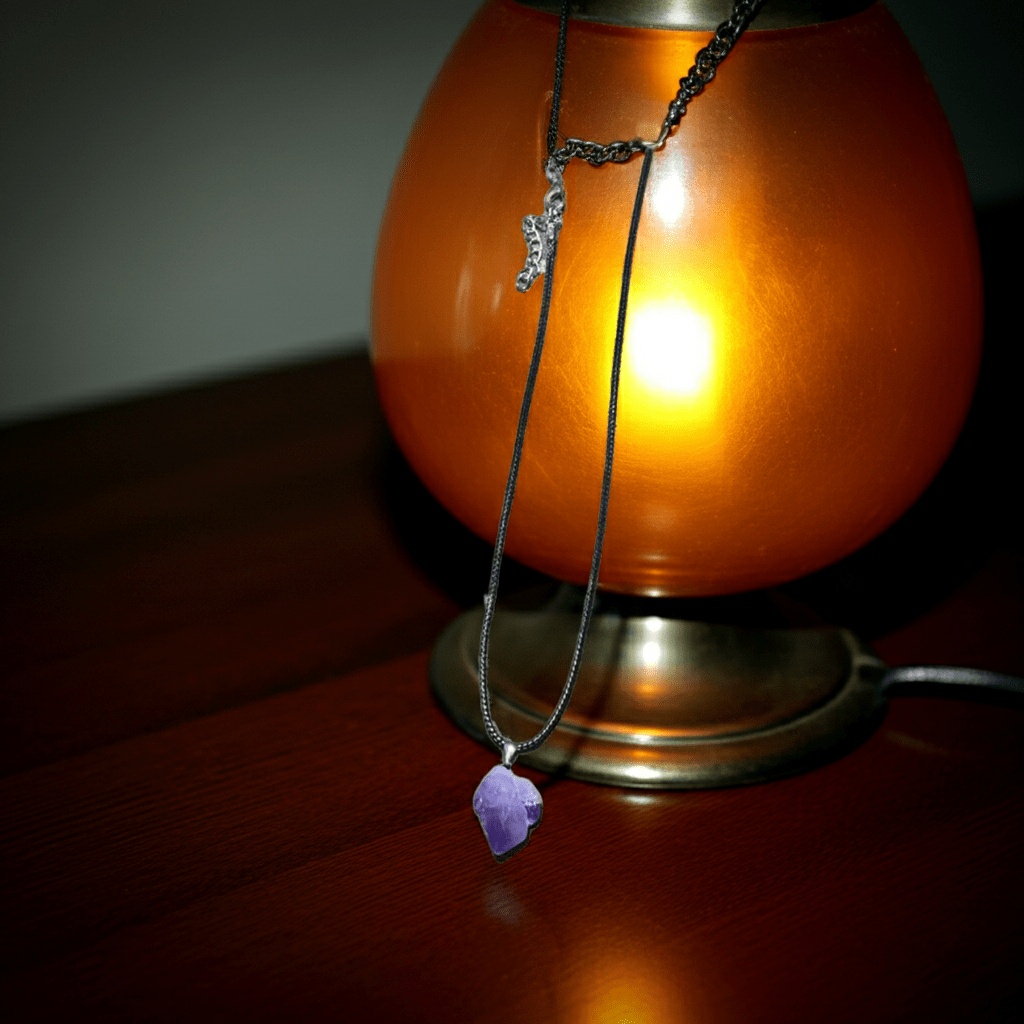 Ethereal Raw Amethyst Crystal Pendant Necklace