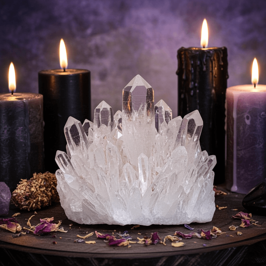 Raw Clear Quartz Cluster – Mystical Energy & Aura Stone