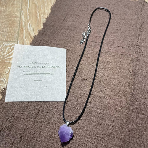 Ethereal Raw Amethyst Crystal Pendant Necklace